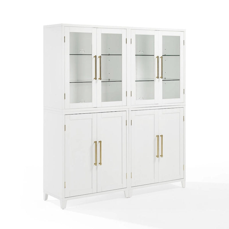 Crosley Roarke 2Pc Pantry Storage Cabinet W/Glass Door Hutch Set