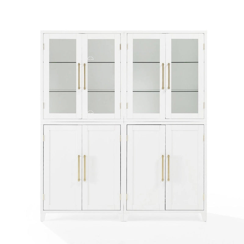 Crosley Roarke 2Pc Pantry Storage Cabinet W/Glass Door Hutch Set