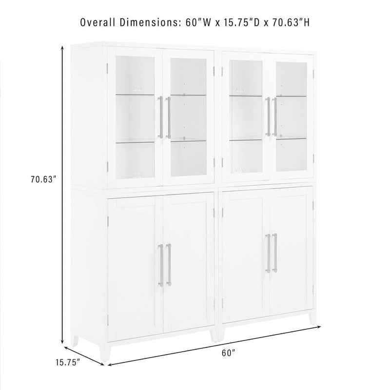 Crosley Roarke 2Pc Pantry Storage Cabinet W/Glass Door Hutch Set