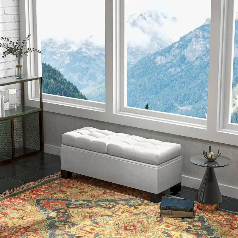 Upholstered End of Bed Bench with Steel Frame