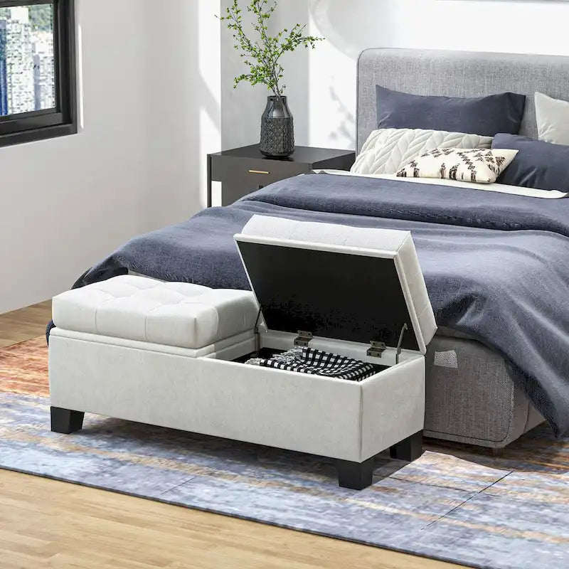 Upholstered End of Bed Bench with Steel Frame