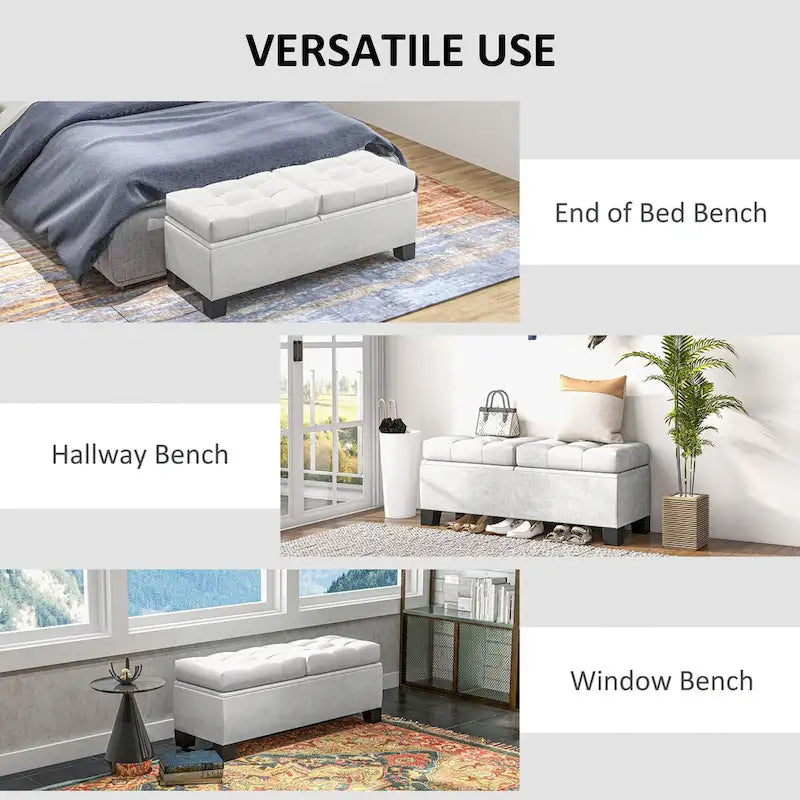 Upholstered End of Bed Bench with Steel Frame