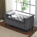 Upholstered Storage Bench with Armrests for Living Room Entryway