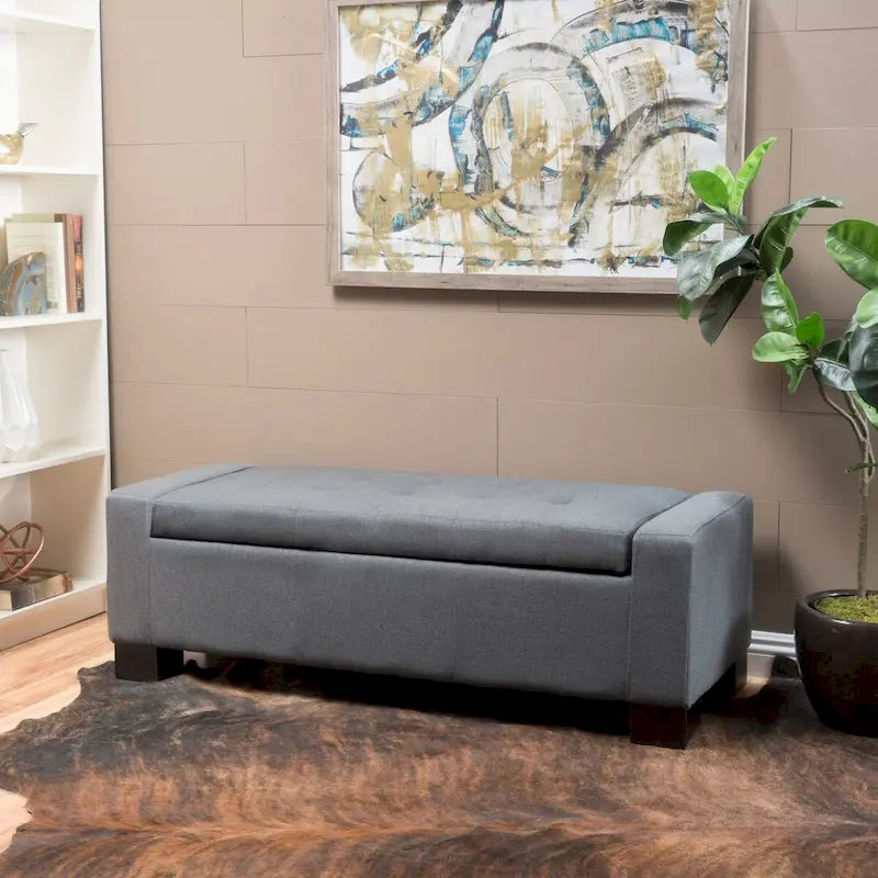 Modern Upholstered Storage Bench for Living Room Entryway
