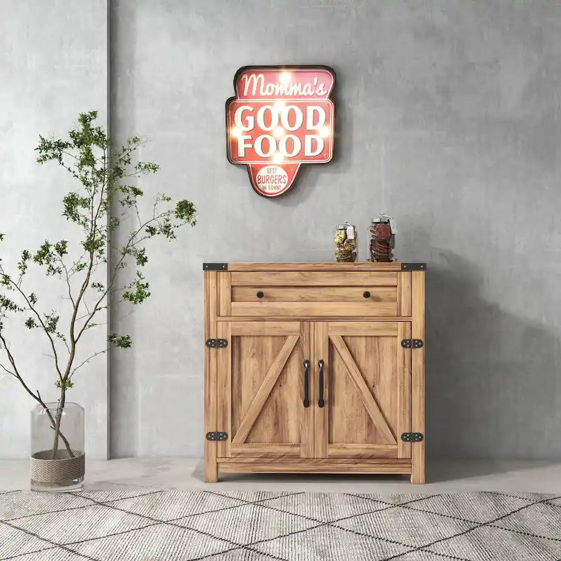 Double Barn Door Accent Cabinet