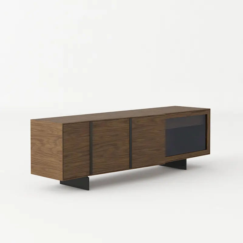 Modrest Glencoe Modern Walnut & Grey Glass Buffet
