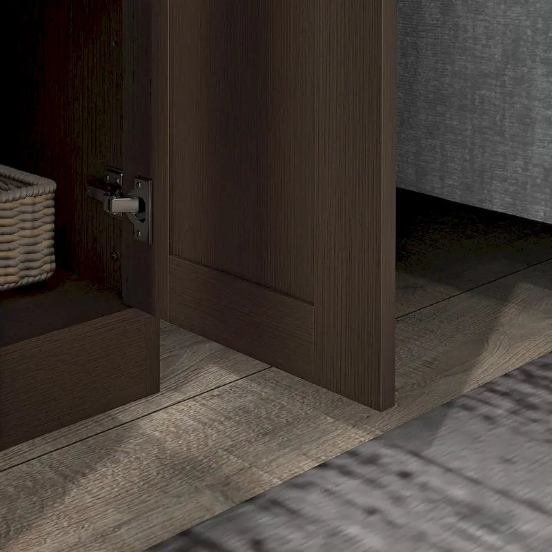 69 Tall Storage Cabinet with Movable Storage Shelves, Modern Style Pantry Cupboard Cabinet with Soft Close Doors, Coffee