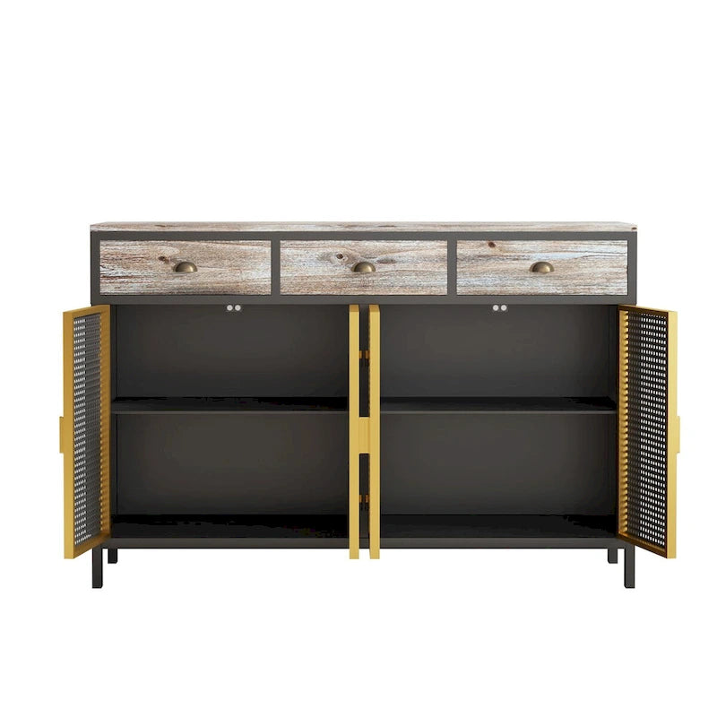 48 Wide 4 Doors Modern Sideboard with 3 Top Drawers