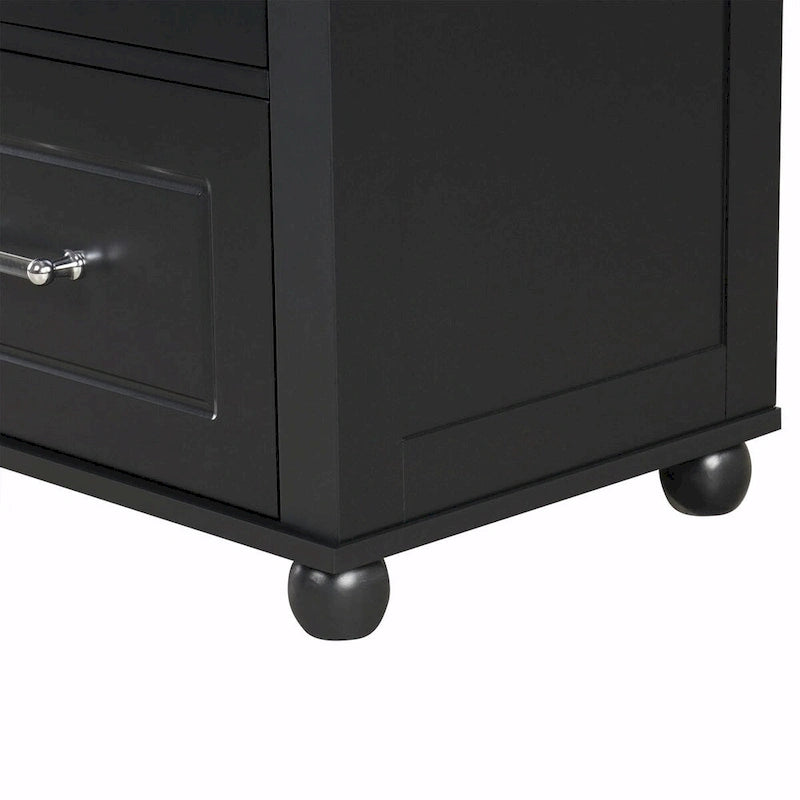 Tall Freestanding Bathroom Storage Cabinet with Two Drawers and Adjustable Shelf