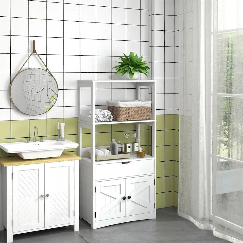 Farmhouse Bathroom Floor Cabinet