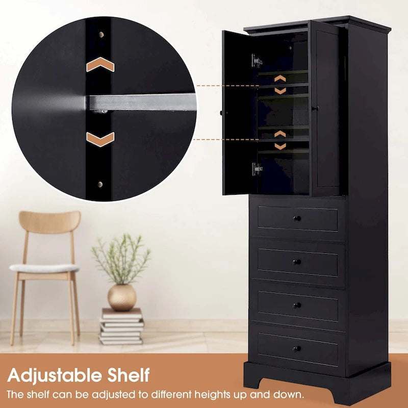 Bathroom Storage Cabinet with Drawers and Adjustable Shelf
