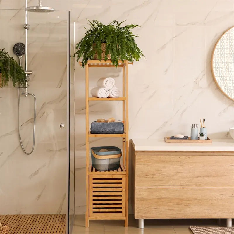 Multi-use Storage/Towel Cabinet with 3-tier Shelves for Home Organize